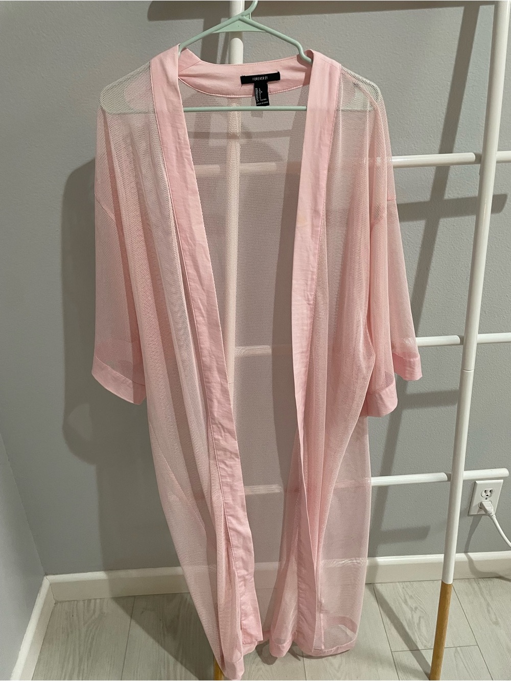 Forever 21 Light Pink Sheer Mesh Kimono Robe